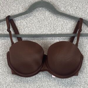 Victoria’s Secret Pink push up bra 32 DD brown strapless option smooth cup wired